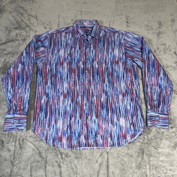 Luchiano Visconti Shirt Mens Med Blue Pattern Long Sleeve Button Up Casual Sport - Picture 3 of 16